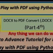 Play With PDF Using Python Part 4th DOCX To PDF Anuragtiwari7149