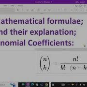 Mathematical Formulae And Their Explanation Binomial Coefficients 4 Binomialcoefficients