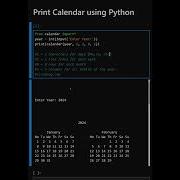 Print Calendar Using Python