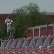 Motorcycle Stuntman Robbie Knievel Jumps 24 Trucks At Kings Island