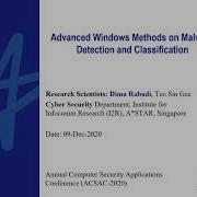 1A 5 Advanced Windows Methods On Malware Detection And Classification
