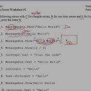 VB Identifying Errors Worksheet 1