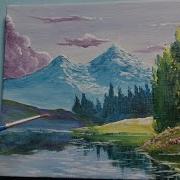 Acrylic Painting Mountain Lake Reflection Jason Quitoriano Art