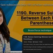 Reverse Substrings Between Each Pair Of Parentheses Leetcode 1190 Codign Leetcode Reverse