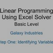 Linear Programming Using Excel Solver Galaxy Industries Part 1