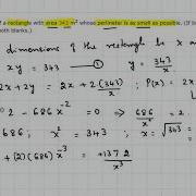 Practice Exam 3 Calc 1 4 7 8 Optimization Minimizing The Perimeter Given Area