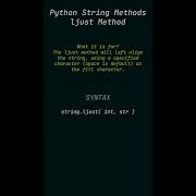 Ljust Method Python String Method