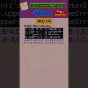 Python MCQ 190 Quiz Test Your Skills Errors Pythonprogramming Pythoninterview Shorts Trending