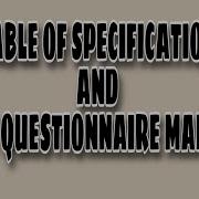 WEBINAR ON TABLE OF SPECIFICATION TOS AND TEST QUESTIONNAIRE MAKING