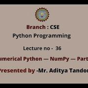 Python Programming Numerical Python NumPy Part 1 AKTU Digital Education