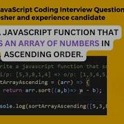 JavaScript Tutorial Sort An Array Of Numbers In Ascending Order Javascript Coding Interview Js