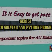 GE8151 Problem Solving And Python Programming PSPP Python Important Questions Bank And Topics