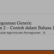 Pemrograman Java Generic Bagian 2