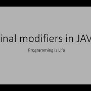 Final Modifier In JAVA