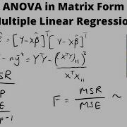 ANOVA Matrix Form Multiple Linear Regression