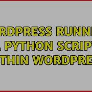 Wordpress Running A Python Script Within Wordpress 3 Solutions