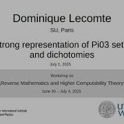 Dominique Lecomte Strong Representation Of Pi03 Sets And Dichotomies
