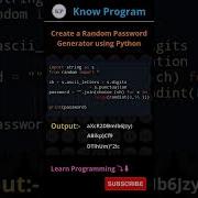 Create A Random Password Generator Shorts Python Knowprogram