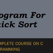 Program For Quick Sort In C