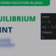 Equilibrium Point Practice GeeksforGeeks Java Array