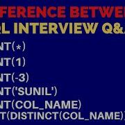 Difference Between COUNT COUNT 1 COUNT Col Name And COUNT Distinct Col Name In SQL