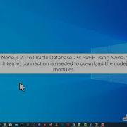 How To Connect Node Js 20 To Oracle Database 23c FREE Using Node Oracledb