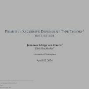 Primitive Recursive Homotopy Type Theory Johannes Schipp Von Branitz