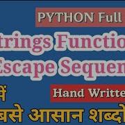 Strings Function And Escape Sequence In Python In Hindi Learn Python Programming For Beginners