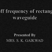 Cut Off Frequency Of A Waveguide