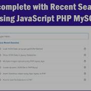 Autocomplete With Recent Searches Using JavaScript PHP MySQL