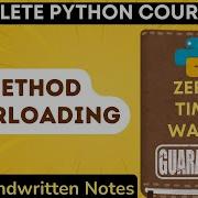 Method Overloading In Python With Notes Python Tutorial 83