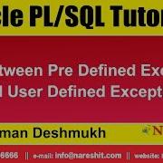 Oracle PL SQL Tutorials Diff Between Pre Defined Exception And User Defined Exception Mr Vaman