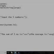 Java Program For Find Sum And Average Of 5 Numbers