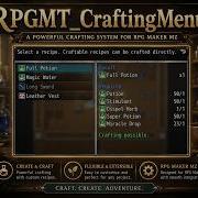 RPGMT Crafting Menu Recipe List Manual Crafting System For RPG Maker MZ