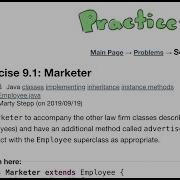 Java Practice It Exercise 9 1 Marketer Classes Implementing Inheritance Instance Methods