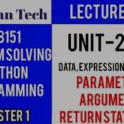 GE8151 PROBLEM SOLVING AND PYTHON PROGRAMMING PSPP Manojkumar Lectures Parameters Arguments