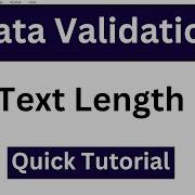 How To Do Data Validation In Excel Text Length