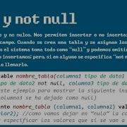 NULL NOT NULL Valores Nulos Y No Nulos