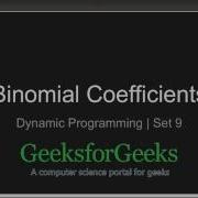 Dynamic Programming Set 9 Binomial Coefficient GeeksforGeeks