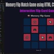 Memory Flip Match Game Using HTML CSS JavaScript Fun Brain Puzzle For Beginners