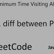 LeetCode 1266 Minimum Time Visiting All Points Absolute Difference Between Points Java