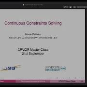 CPAIOR 2020 Master Class Numerical Constraint Programming
