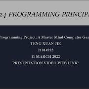 CSC1024 Programming Principle Project A Mastermind Computer Game