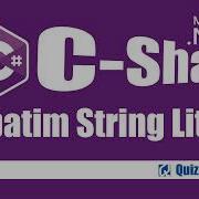 Verbatim String Literal In C Sharp