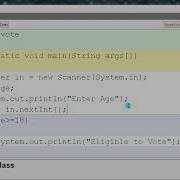 If Else Construct Program To Check A Person Is Eligible To Vote Or Not BlueJ Java Hindi
