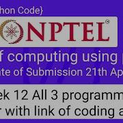 NPTEL The Joy Of Computing Using Python Week 12 All 3 Programming Assignment Answer With Code Link