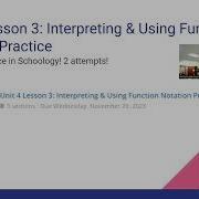 Unit 4 Lesson 3 Interpreting And Using Function Notation Practice