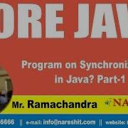 Program On Synchronization In Java Part 1 Core Java Tutorial By Mr Ramachandra