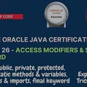Java Certification OCA Access Modifiers Static Final Keyword All Concepts Questions Java