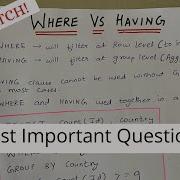 Difference Between WHERE And HAVING In SQL With Examples Most Important Interview Question